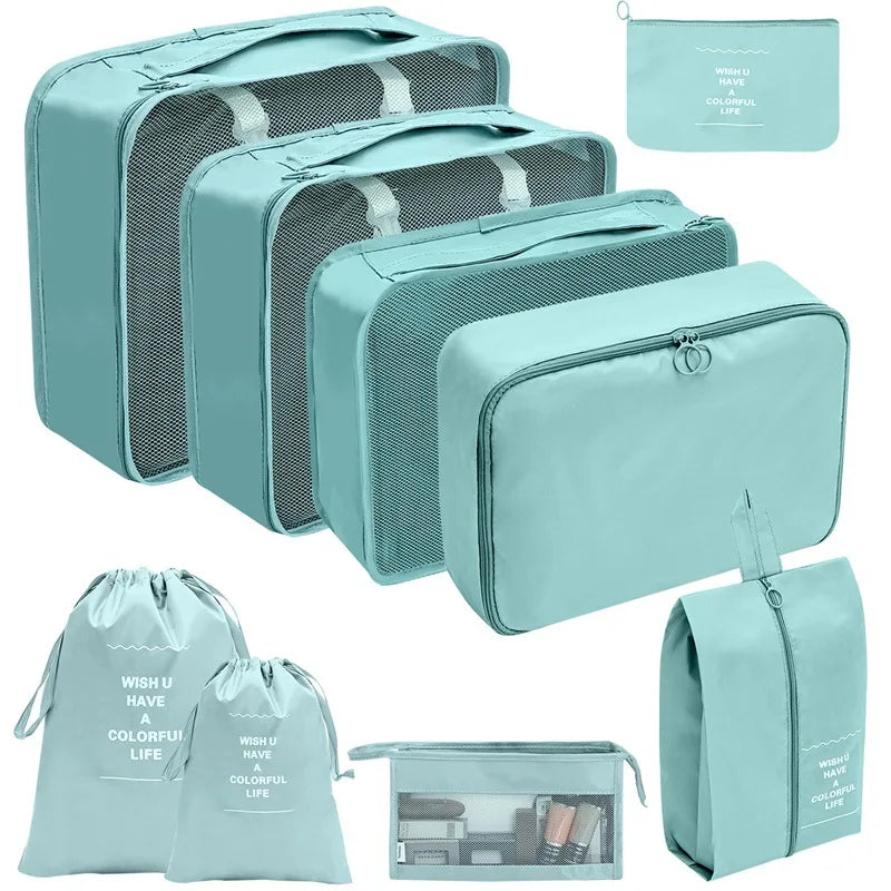 Gardez vos affaires bien organisées et gagnez de la place dans vos valises grâce à cet ensemble pratique de sacs de rangement. 
Disponible en plusieurs couleurs et tailles (7, 8, 9 ou 10 pièces).