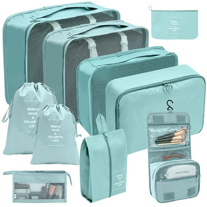 Gardez vos affaires bien organisées et gagnez de la place dans vos valises grâce à cet ensemble pratique de sacs de rangement. 
Disponible en plusieurs couleurs et tailles (7, 8, 9 ou 10 pièces).