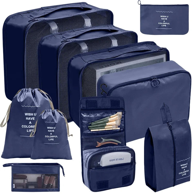 Gardez vos affaires bien organisées et gagnez de la place dans vos valises grâce à cet ensemble pratique de sacs de rangement. 
Disponible en plusieurs couleurs et tailles (7, 8, 9 ou 10 pièces).