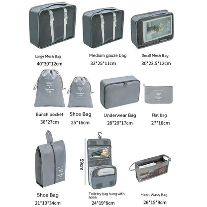 Gardez vos affaires bien organisées et gagnez de la place dans vos valises grâce à cet ensemble pratique de sacs de rangement. 
Disponible en plusieurs couleurs et tailles (7, 8, 9 ou 10 pièces).